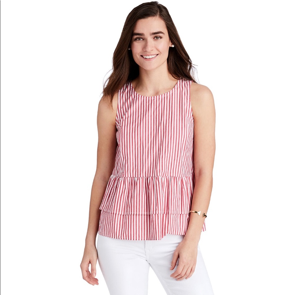 New! Vineyard Vines Grier Striped Peplum Top